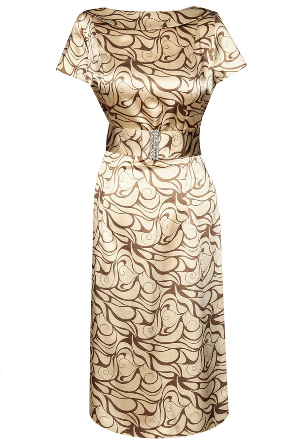 Sukienka FSU199 SZAMPAN + CZEKOLADOWY