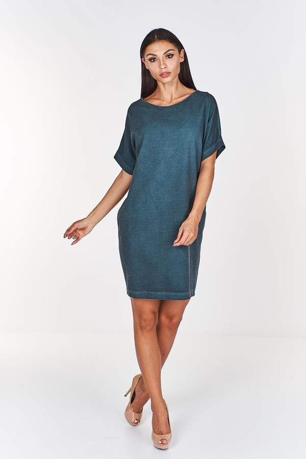 Sukienka FSU766 ZIELONY CIEMNY jeans