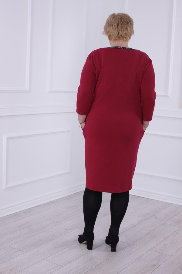 Sukienka FSU1041 BORDOWY + CZARNY