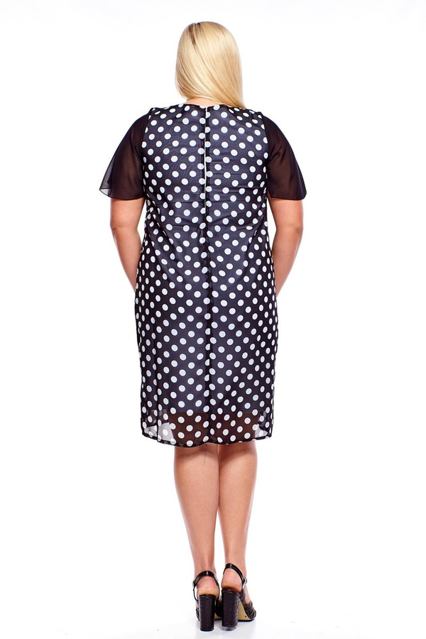 Sukienka FSU1002 SZARY BLADY + CZARNY duże kropki