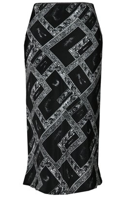 Spódnica FSP771 CZARNY + BIAŁY prostokąty