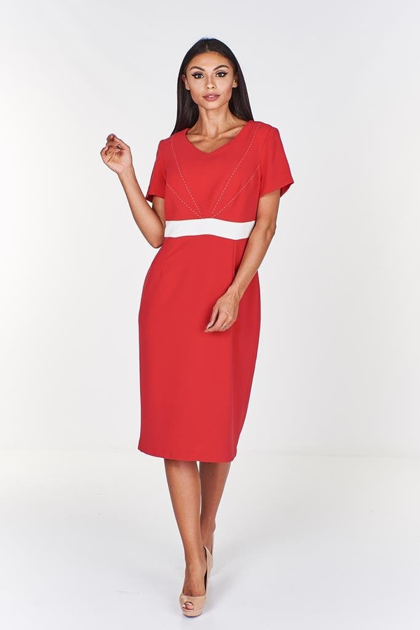 Sukienka FSU911 MALINOWY + EKRI