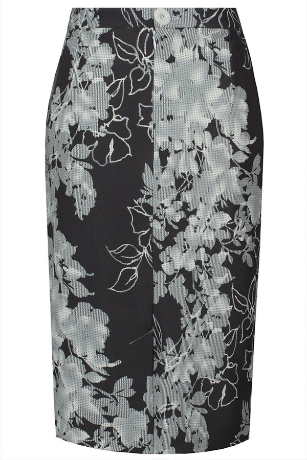 Spódnica FSP641 SZARY + SZARY BLADY kwiaty