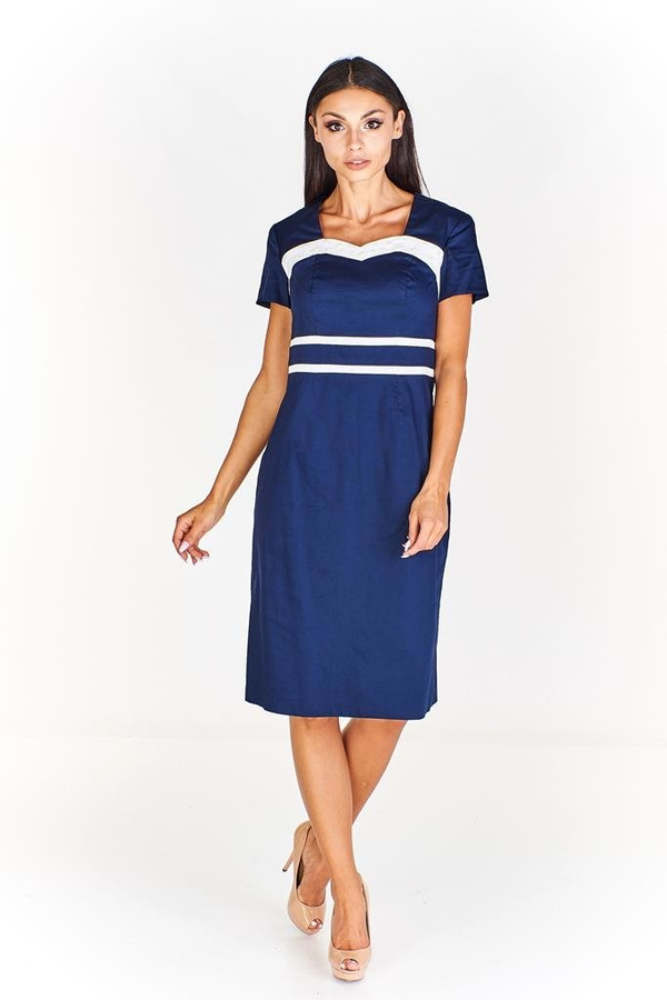 Sukienka FSU944 GRANATOWY + BIAŁY