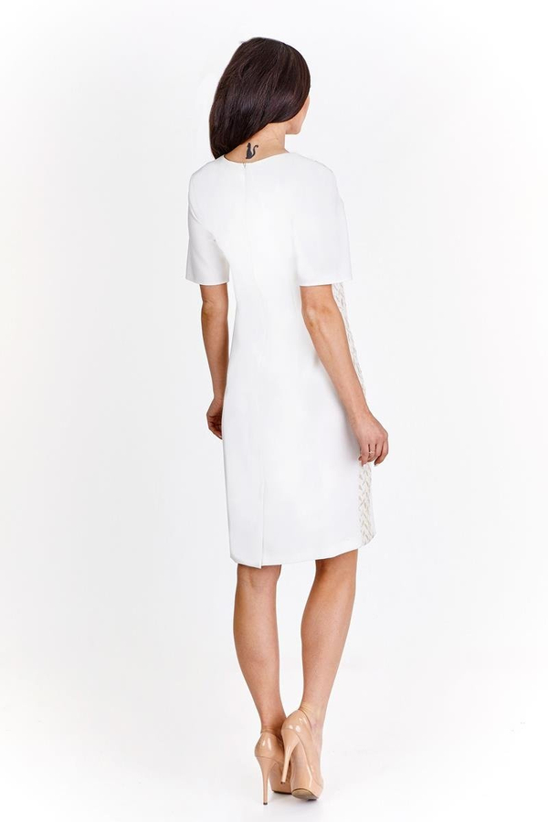 Sukienka FSU923 EKRI + ZŁOTY