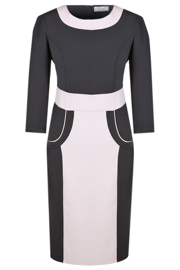 Dress FSU289 BLACK BEIGE