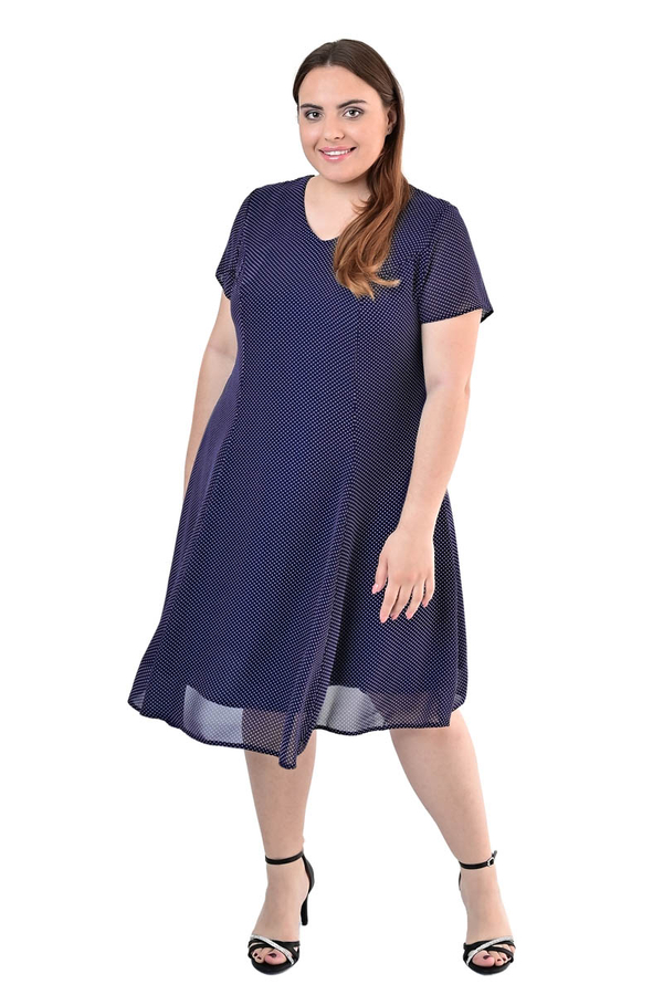 Sukienka FSU1047 GRANATOWY drobne kropki