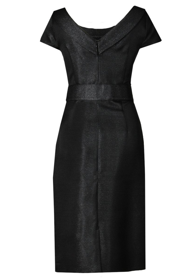 Sukienka FSU199 CZARNY + srebrna nić