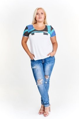 Bluzka FBZ943 BIAŁY + TURKUSOWY ŚREDNI