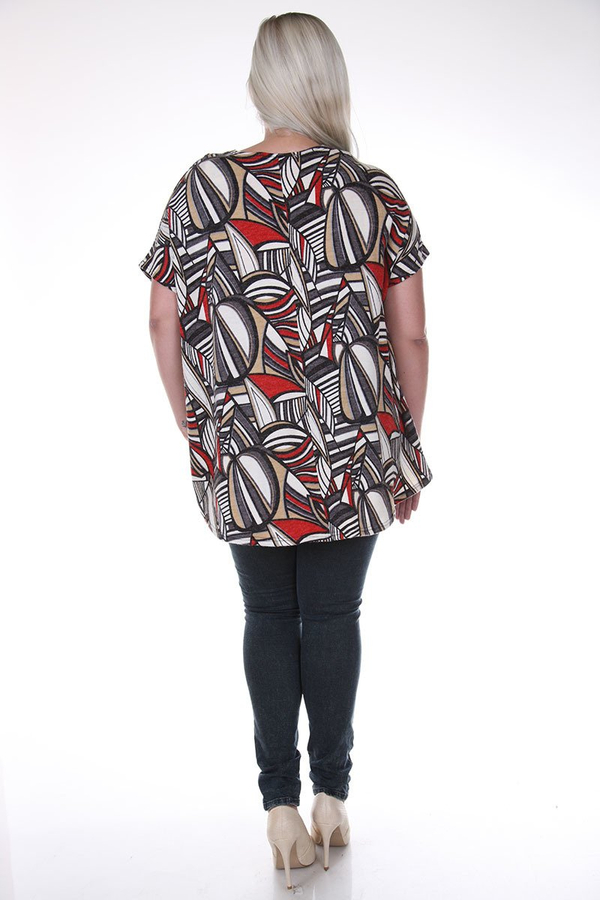 Tunika FTU870 CZARNY + CZERWONY wzór
