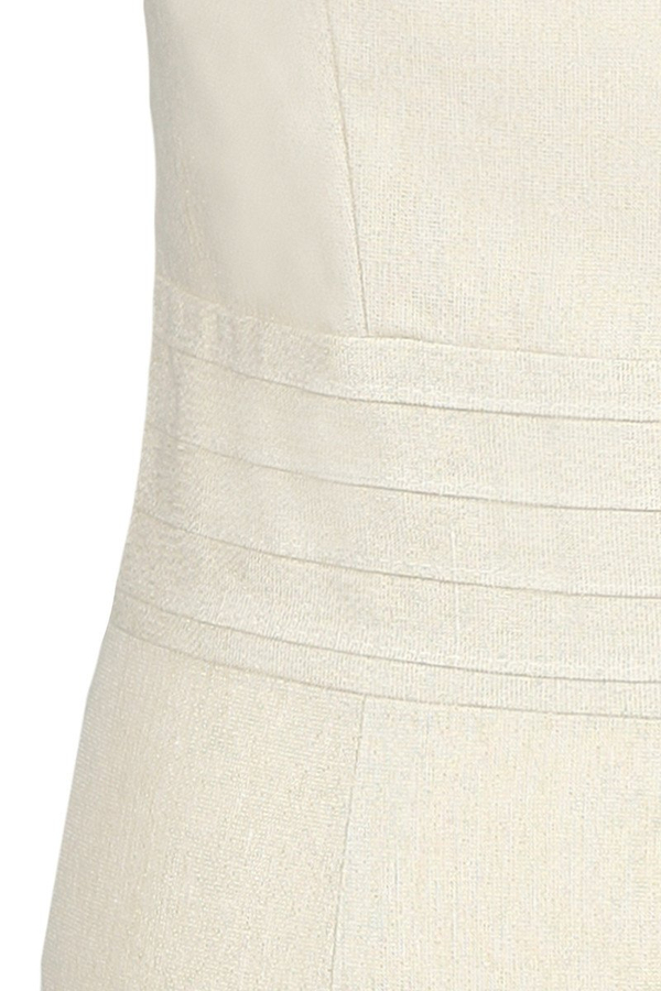 Sukienka FSU673 BEŻOWY + ZŁOTA NIĆ