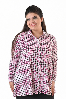 Bluzka FBZ1072 CZARNY beżowo amarantowe romby