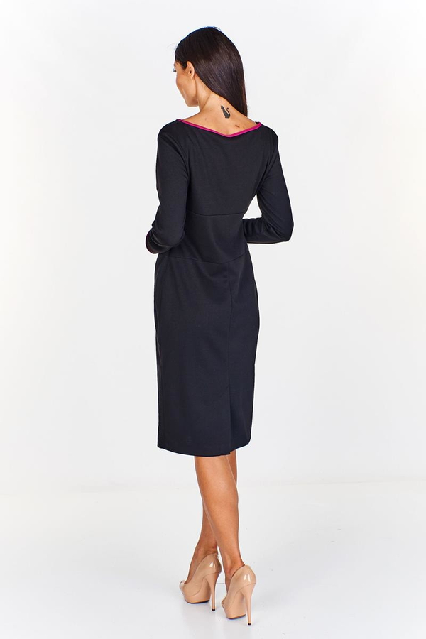 Sukienka FSU761 CZARNY + AMARANTOWY ŚREDNI