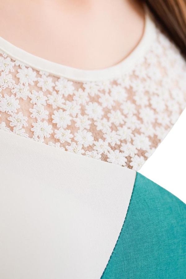 Sukienka FSU1051  ZIELONY + EKRI