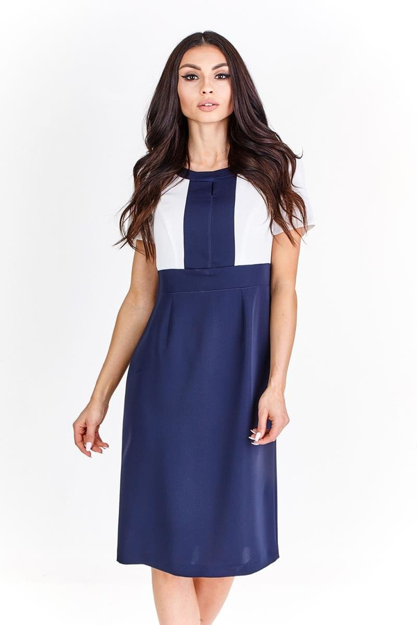 Sukienka FSU909 GRANATOWY + EKRI