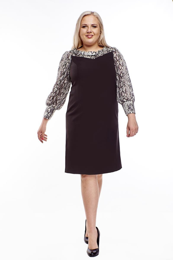 Sukienka FSU1030 CZARNY + SZARY JASNY