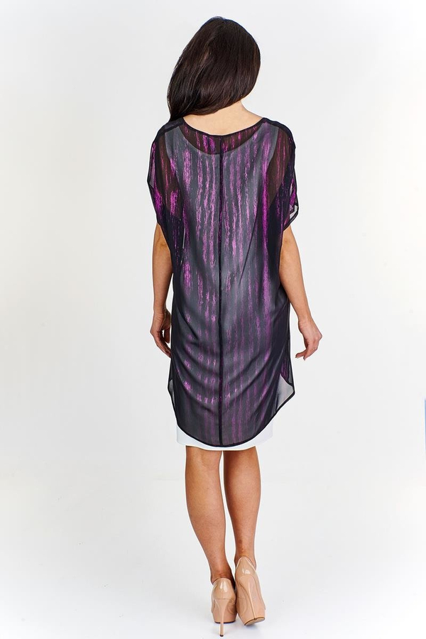 Sukienka FSU620  EKRI + CZARNY amarantowa nić