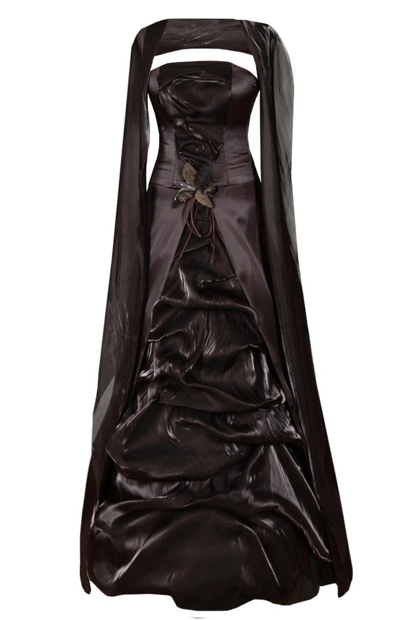 Sukienka FSU037 BURGUNDOWY + CZEKOLADOWY CIEMNY