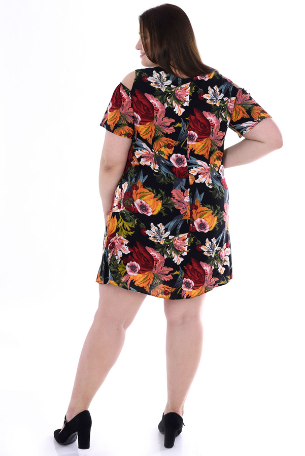 Sukienka FSU939 CZARNY duże kwiaty
