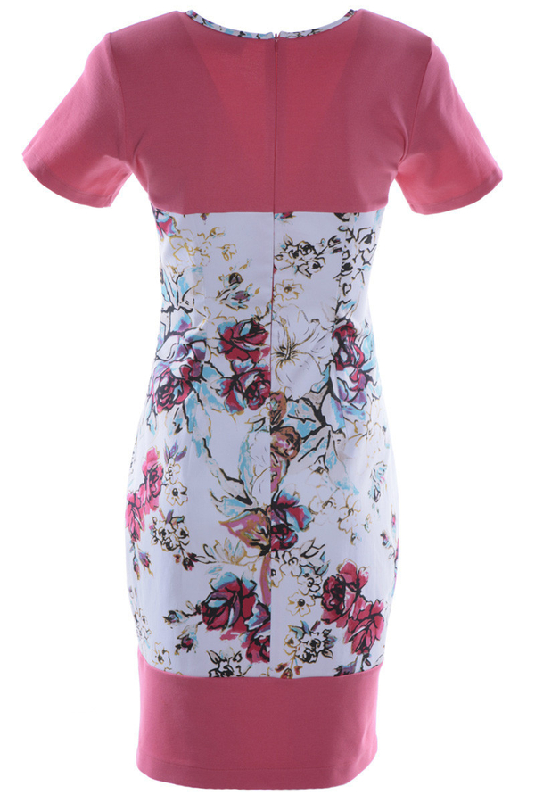 Sukienka FSU615 KORALOWY + CZERWONY