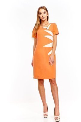 Sukienka FSU258 POMARAŃCZOWY EKRI