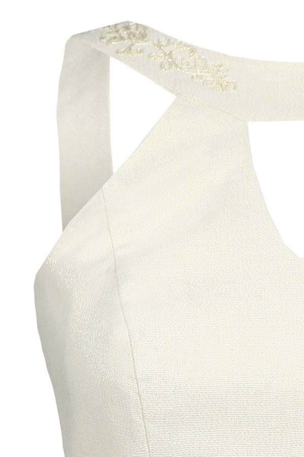 Sukienka FSU673 EKRI CIEMNY+ ZŁOTA