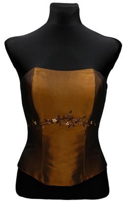 Gorset FGR042 ZŁOTY CIEMNY tafta