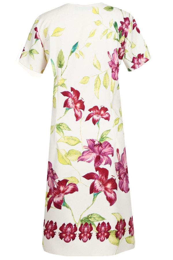 Sukienka FSU685 EKRI + AMARANTOWY ŚREDNI