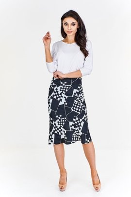 Spódnica FSP771 CZARNY + BIAŁY