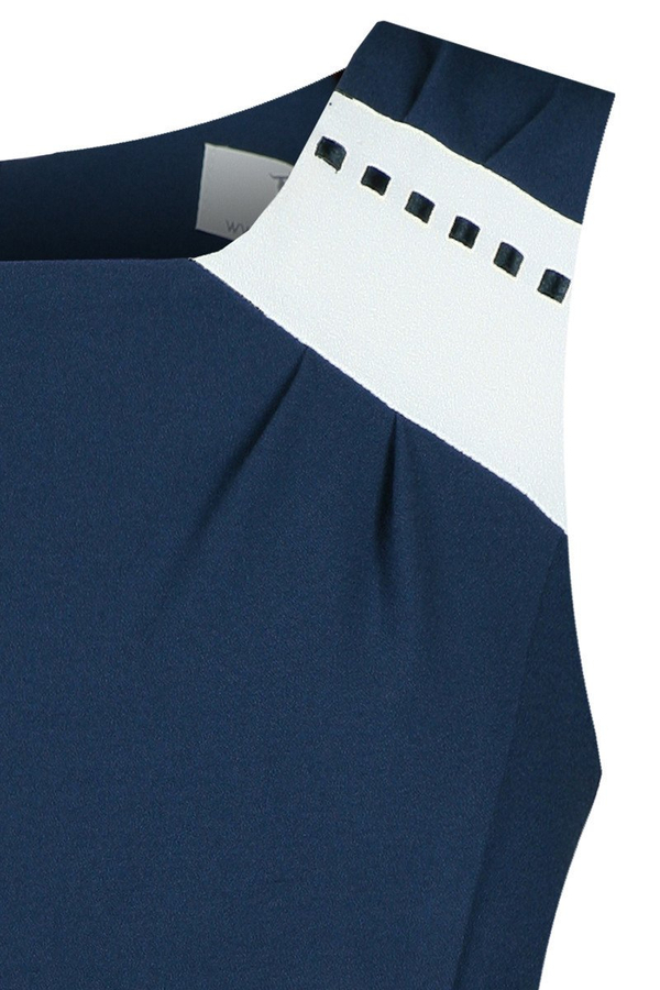 Sukienka FSU1083 GRANATOWY JASNY+EKRI