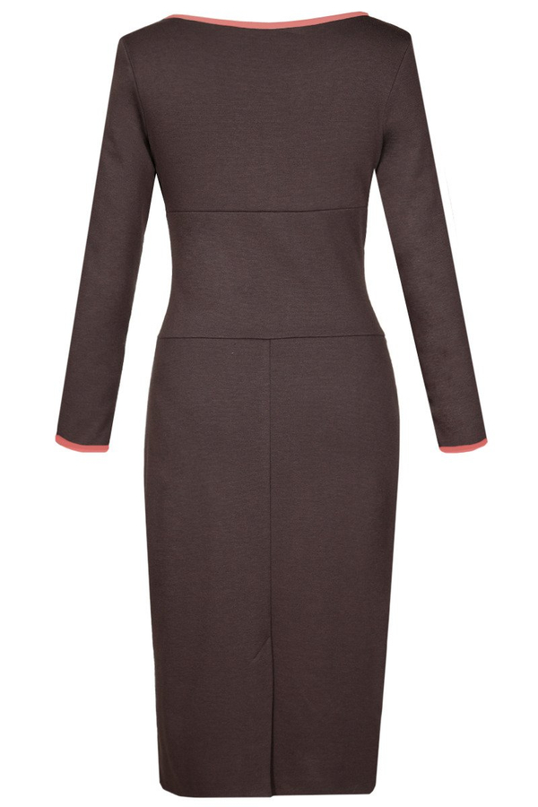 Sukienka FSU761 CZEKOLADOWY CIEMNY+BEŻOWY 5326