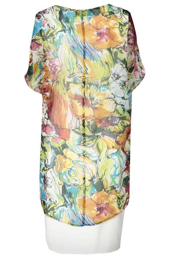 Sukienka FSU620  EKRI + TURKUSOWY ŚREDNI gładki