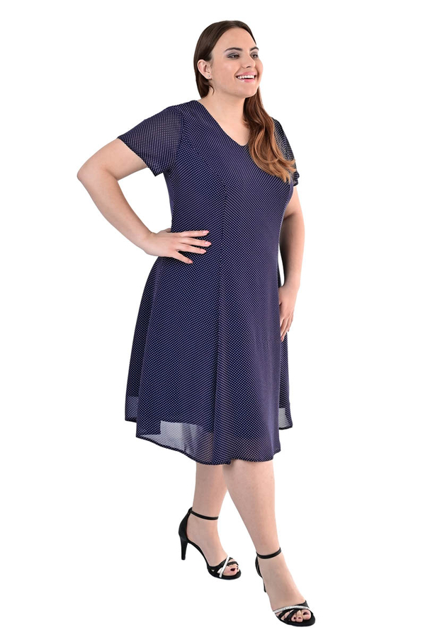 Sukienka FSU1047 GRANATOWY drobne kropki