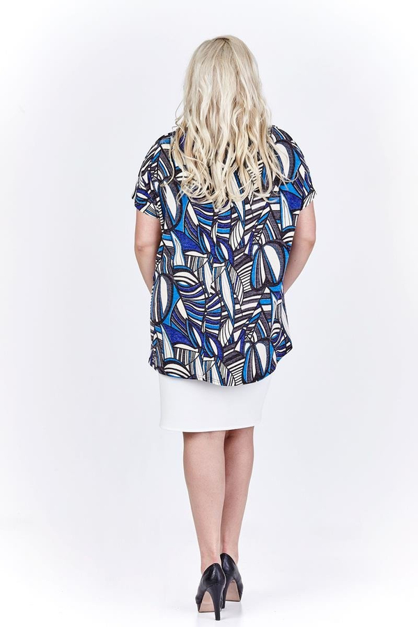 Sukienka FSU620  EKRI + CHABROWY wzór