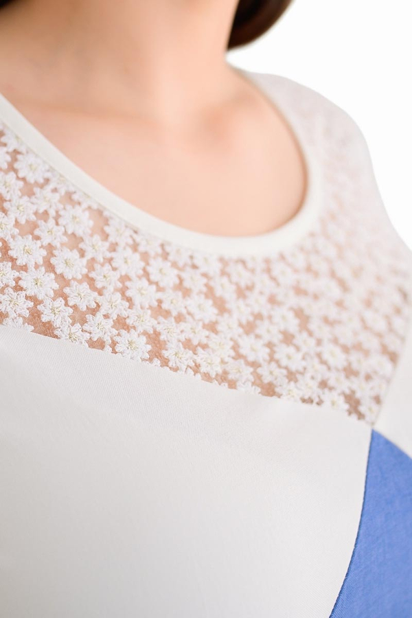 Sukienka FSU1051  JEANSOWY + EKRI