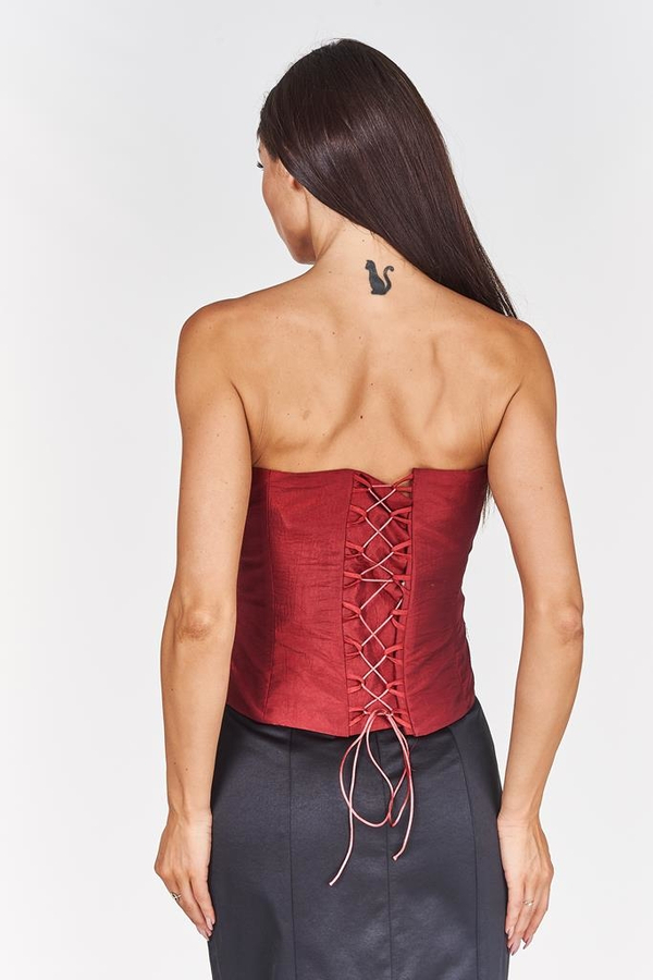 Gorset FGR082  RUBINOWY tafta