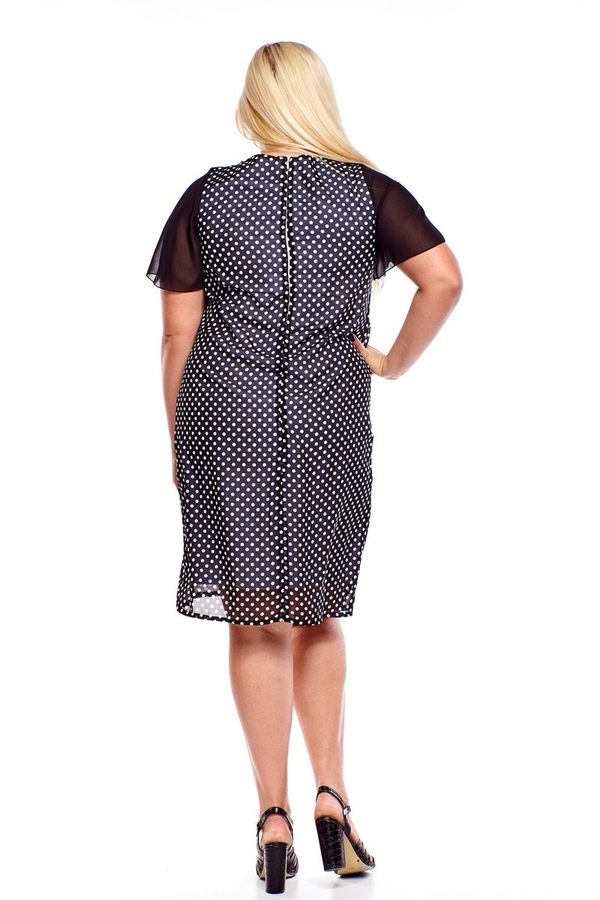 Sukienka FSU1002 SZARY BLADY + CZARNY kropki