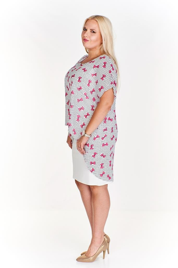 Sukienka FSU620 EKRI + AMARANTOWY kokarda
