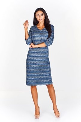 Sukienka FSU893 CHABROWY + BEŻOWY fala