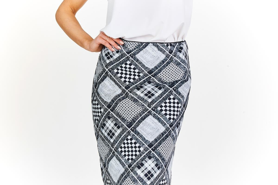 Spódnica FSP771 CZARNY + BIAŁY krata