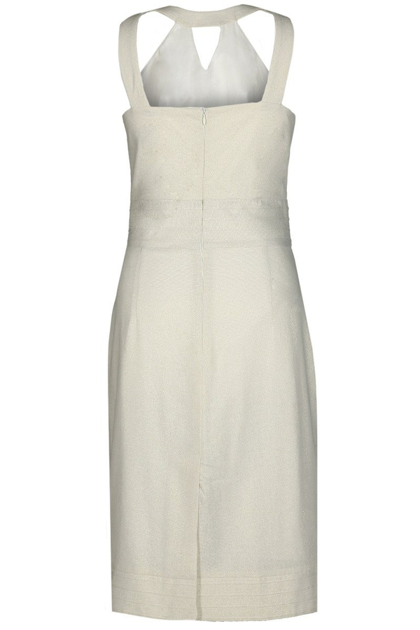 Sukienka FSU673 EKRI + ZŁOTA NIĆ