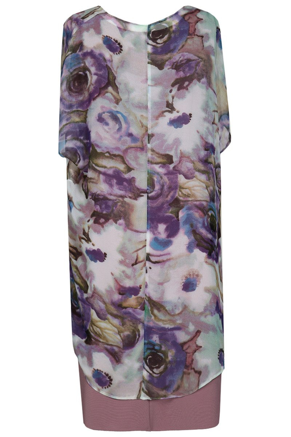 Sukienka FSU620 RÓŻOWY BRUDNY + PURPUROWY