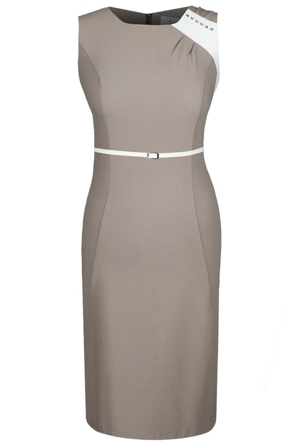 Sukienka FSU1083 BEŻOWY CIEMNY+EKRI