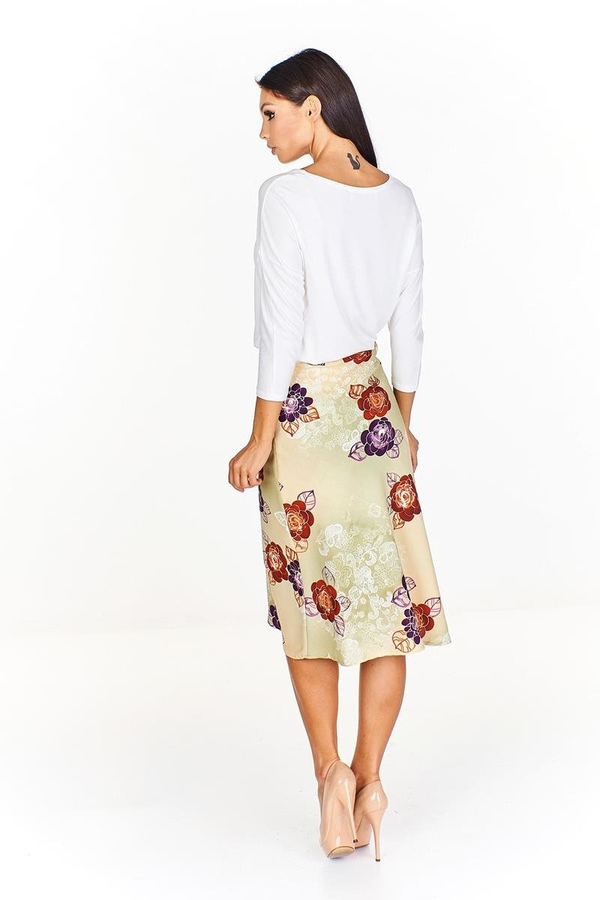 Spódnica FSP771 SELEDYNOWY JASNY kwiaty