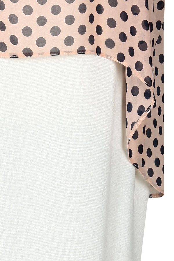 Sukienka FSU620  EKRI + ŁOSOSIOWY JASNY duże kropki