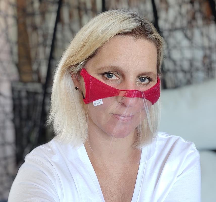 Półprzyłbica FokusMed mini przyłbica maska ochronna CZERWONY A