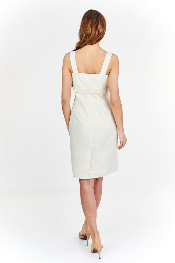 Sukienka FSU926 EKRI + ZŁOTA NIĆ