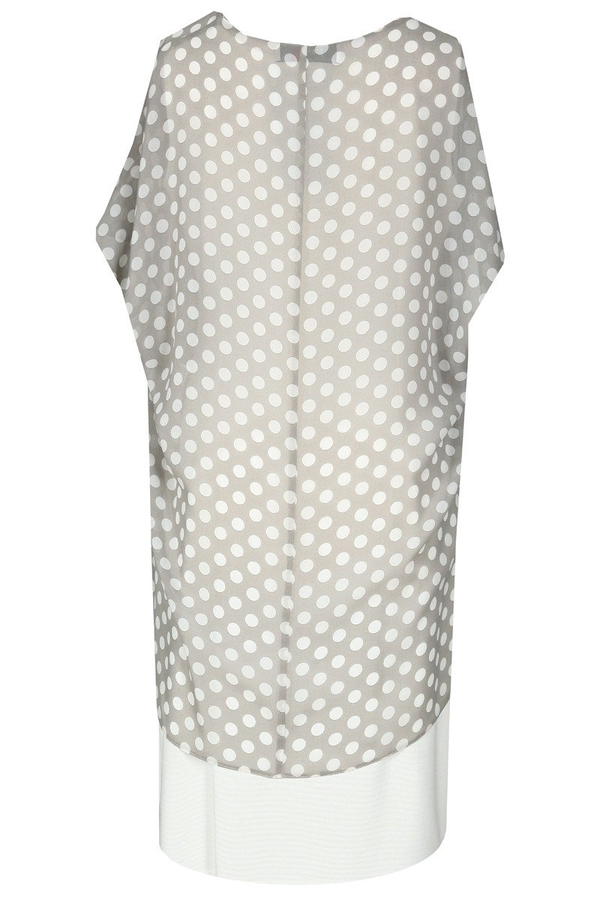 Sukienka FSU620  EKRI + GRANATOWY duże kropki