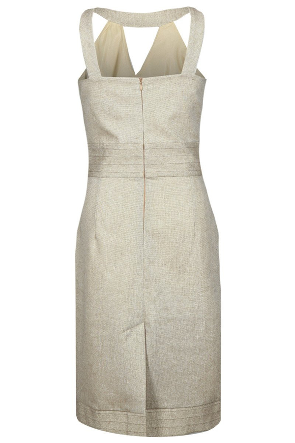 Sukienka FSU673 SZAMPAN + ZŁOTA