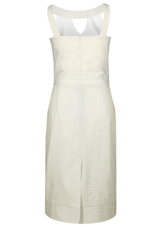 Sukienka FSU673 EKRI CIEMNY+ ZŁOTA